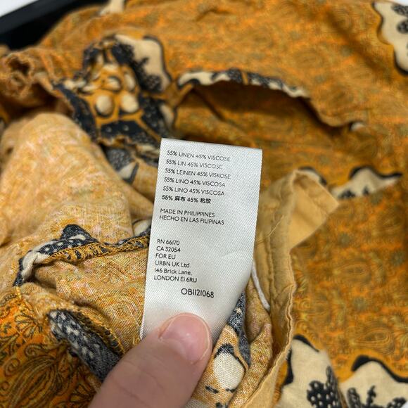 Anthropologie Kennedy Linen Shorts High Rise Women’s Large Bohemian Yellow Boho - Picture 8 of 8